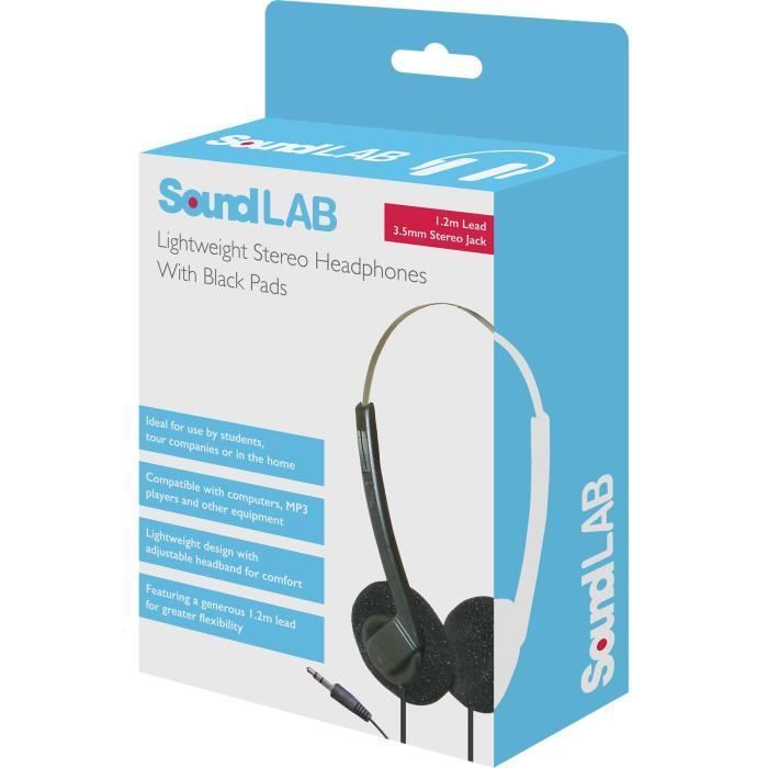 Lightweight black stereo headphones