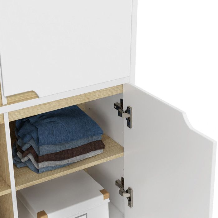 Mueble de almacenamiento escandinavo blanco de 4 puertas IDMARKET HELSINKI