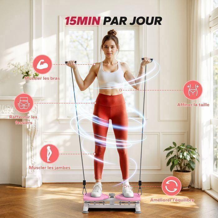 MERACH Twister Plate, Abdominal Twister, Resistance Bands, Secure Grip, Max Load 136 kg, Silent, White
