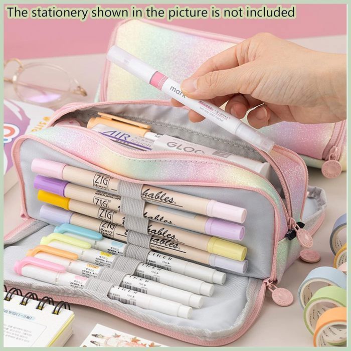 Trousse à Crayons pour Adolescents et Filles - 3 Compartiments - Grande capacité - pour l'école et Le Bureau (Plus de Couleurs)