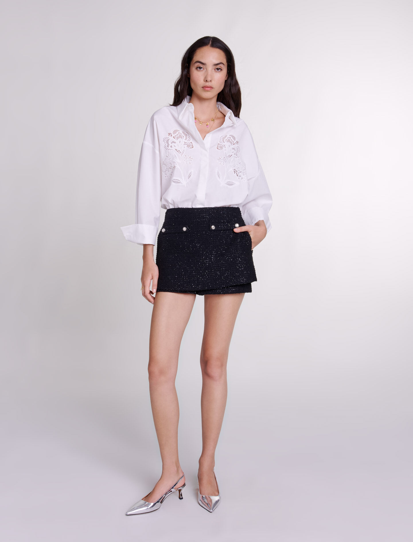 Tweed shorts - Zwart