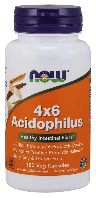 Now Foods Acidophilus 4x6, Suplement diety zawierający żywe kultury bakterii, Kapsułki