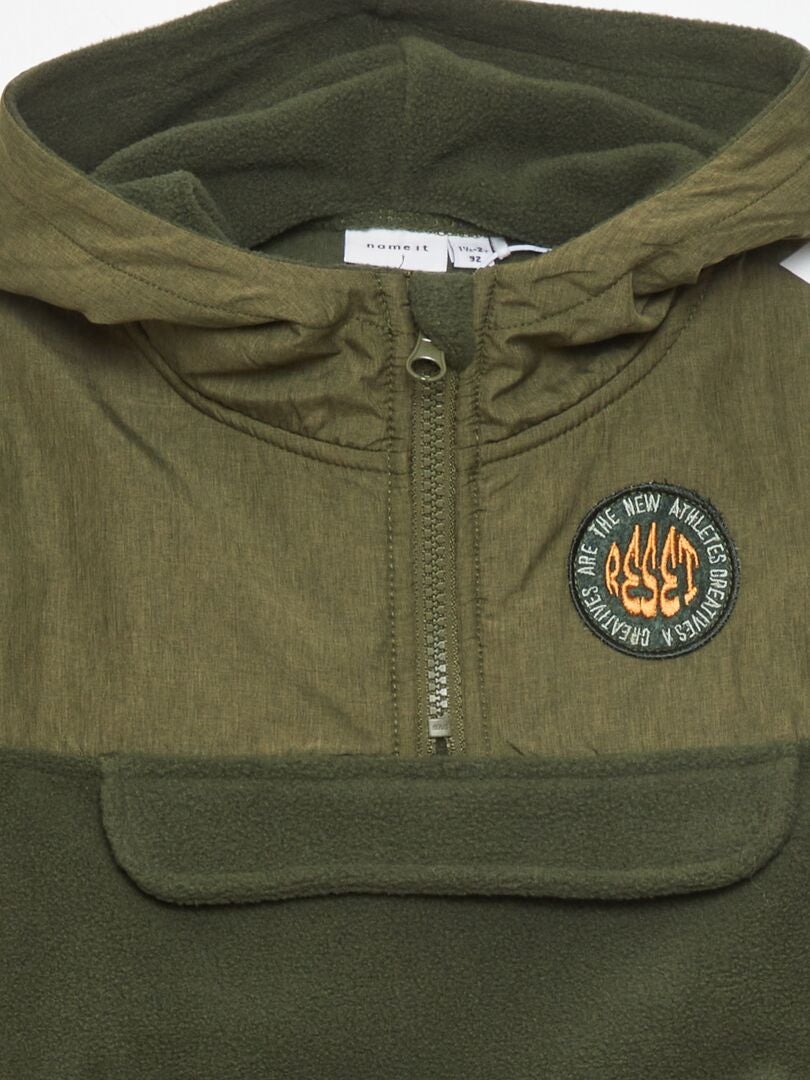 Fleecejack met capuchon - Khaki