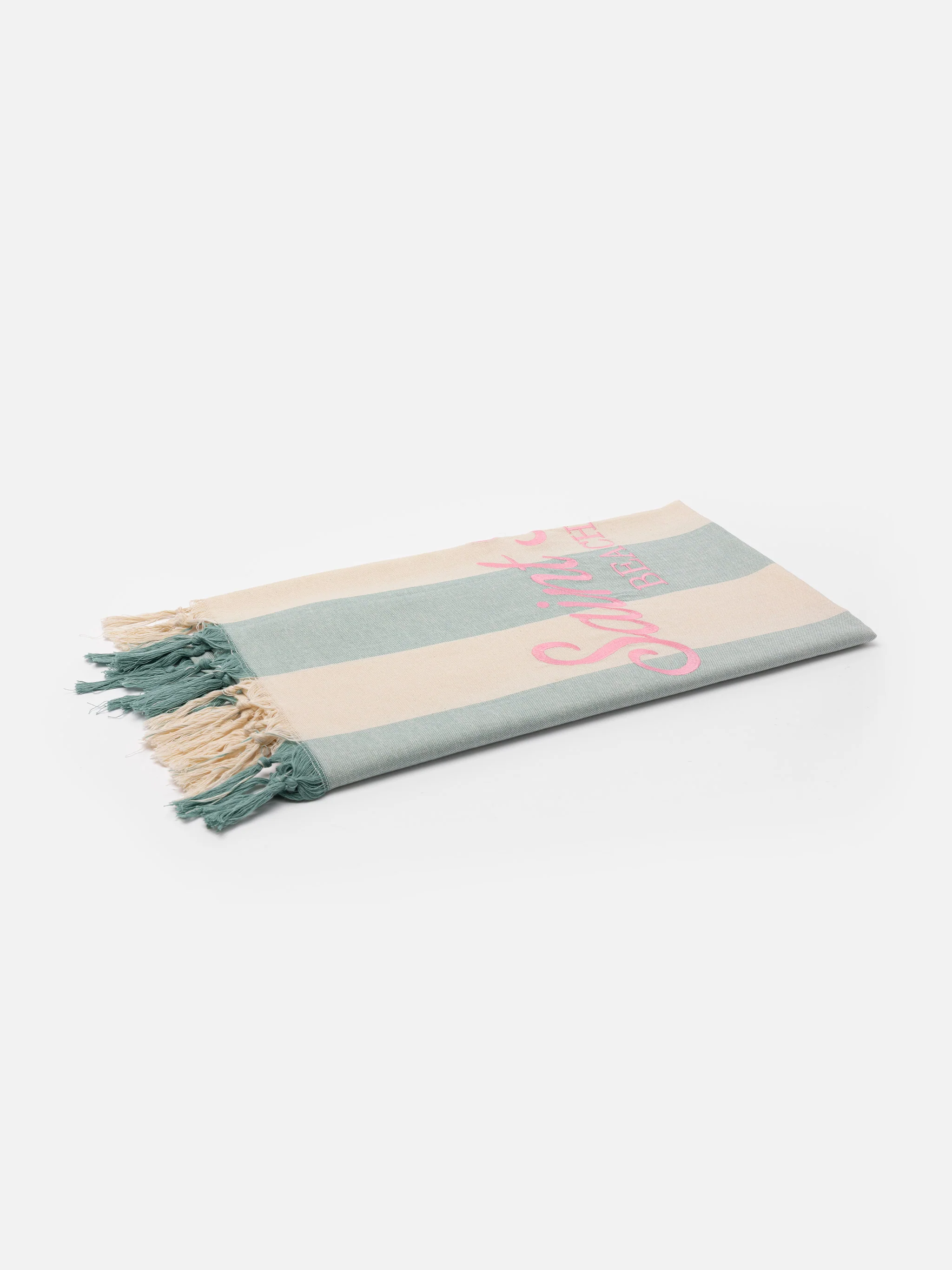 Fouta, serviette de plage en coton léger à rayures vert sauge