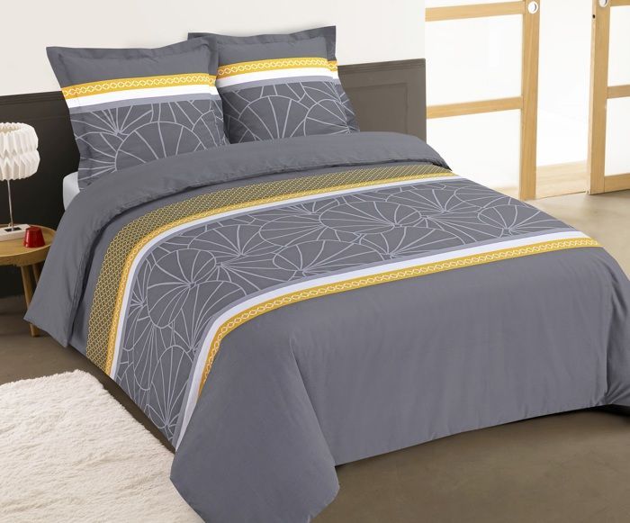 VISION - Set biancheria da letto Goldie - 100% cotone - Copripiumino 260 x 240 cm + 2 federe 65 x 65 cm