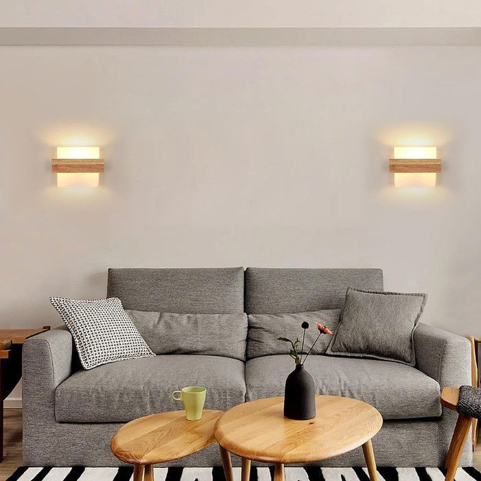 DELIPOP Applique Murale Vintage - Bois Naturel et Métal - Éclairage LED 12W - 3 Températures de Couleur - 3000K/4000K/6500K