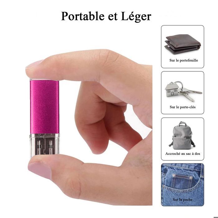 Clés USB 128 Go, Lot de 2, Version 3.0  USB A&C REWBOAT Mémoire Externe, Boîtier métallique + Couvercle en Plastique, Noir, Argent