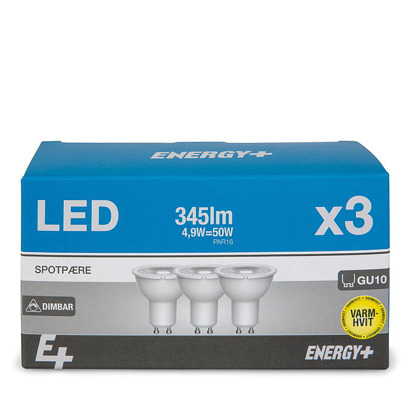 Faretto LED Energy Spotlight 345 lm, confezione da 3, dimmerabile, attacco GU10