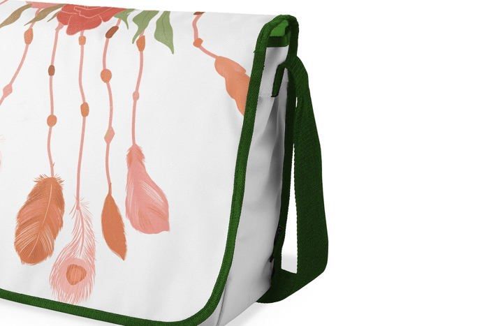 Besace enfant en coton imprimé vert - sac reporter bandoulière réglable, robuste et spacieux