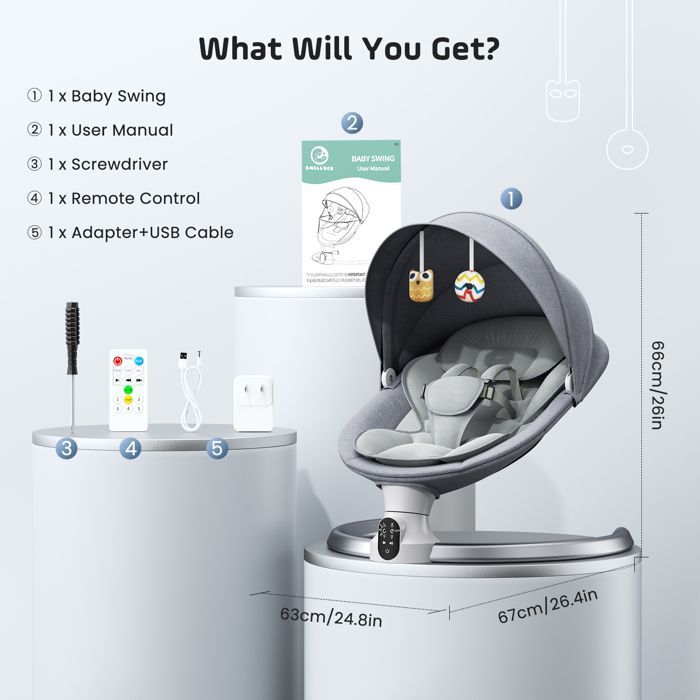 Sdraietta elettrica per neonati TTLIFE, controllabile tramite app e telecomando, adatta dalla nascita fino a 9 kg, con 5 livelli di vibrazione e timer.