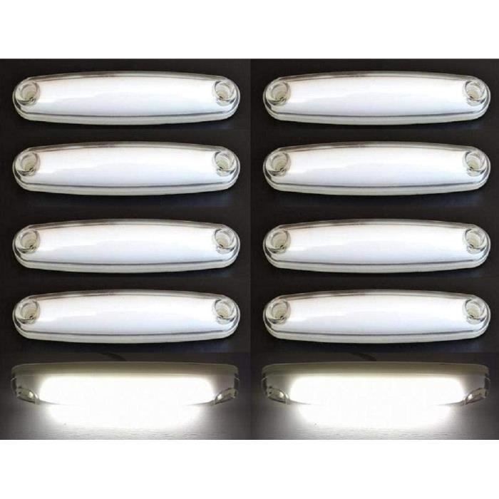 10x LED fluorescentes blancos 12V 24V Faros delanteros laterales de contorno para chasis de remolque, camión, caravana, autocaravana, forma de mano