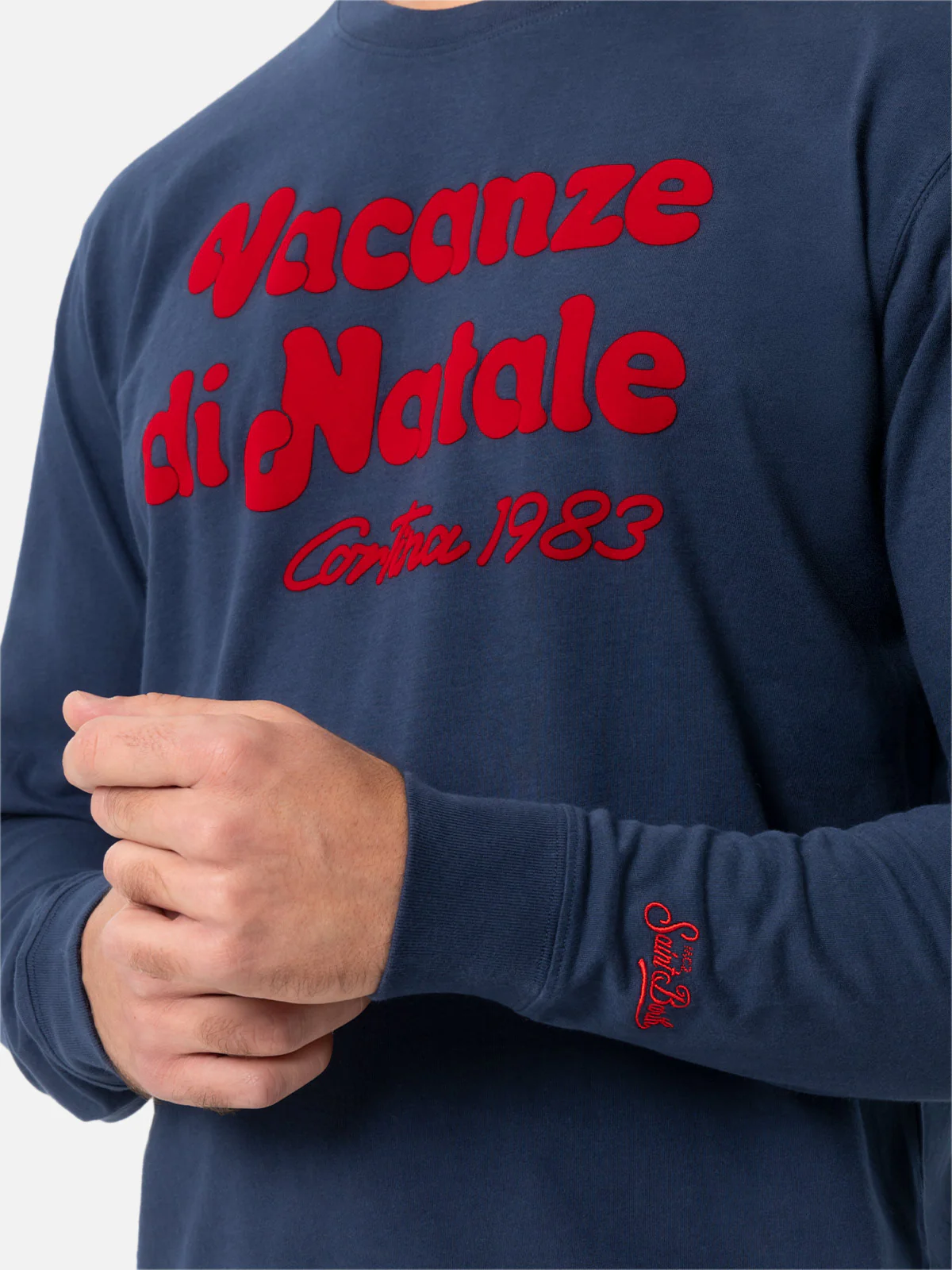 Camiseta azul para hombre de Luton con estampado del logo de una película navideña |