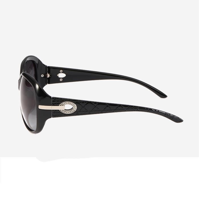 SHARPHY Lunettes de soleil femme polarisées grand cadre diamant grâce rétro classique noir Anti-UV