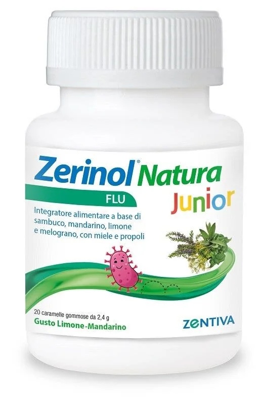 ZERINOL Zerinol Natura Flu Junior 20 guminukų Maisto papildas