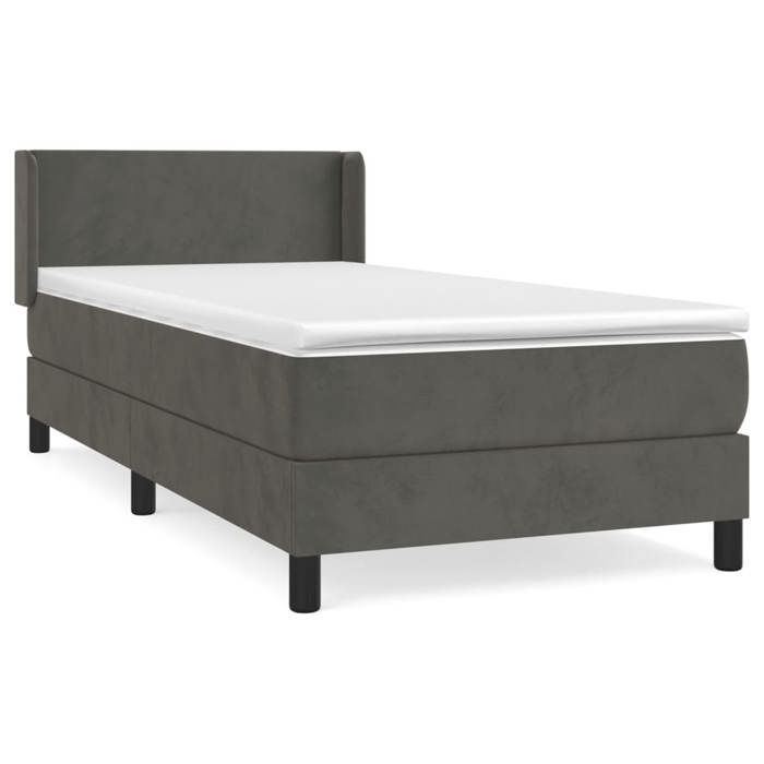 Rete a doghe e materasso - Maison Exclusive - Velluto grigio scuro - 90x200 cm - Massimo relax