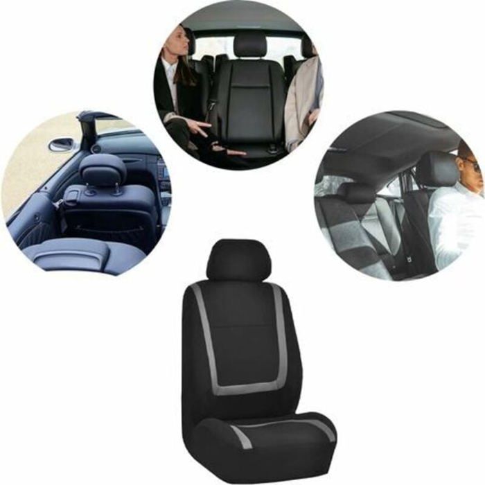 Fundas universales para asientos de coche - MICH - Juego completo - 2 fundas para asientos delanteros - 2 fundas para reposacabezas - Gris