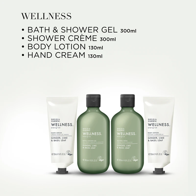 Baylis & Harding Wellness. Energise Ingwer-, Limetten- und Basilikumblatt-Körperpflegeset