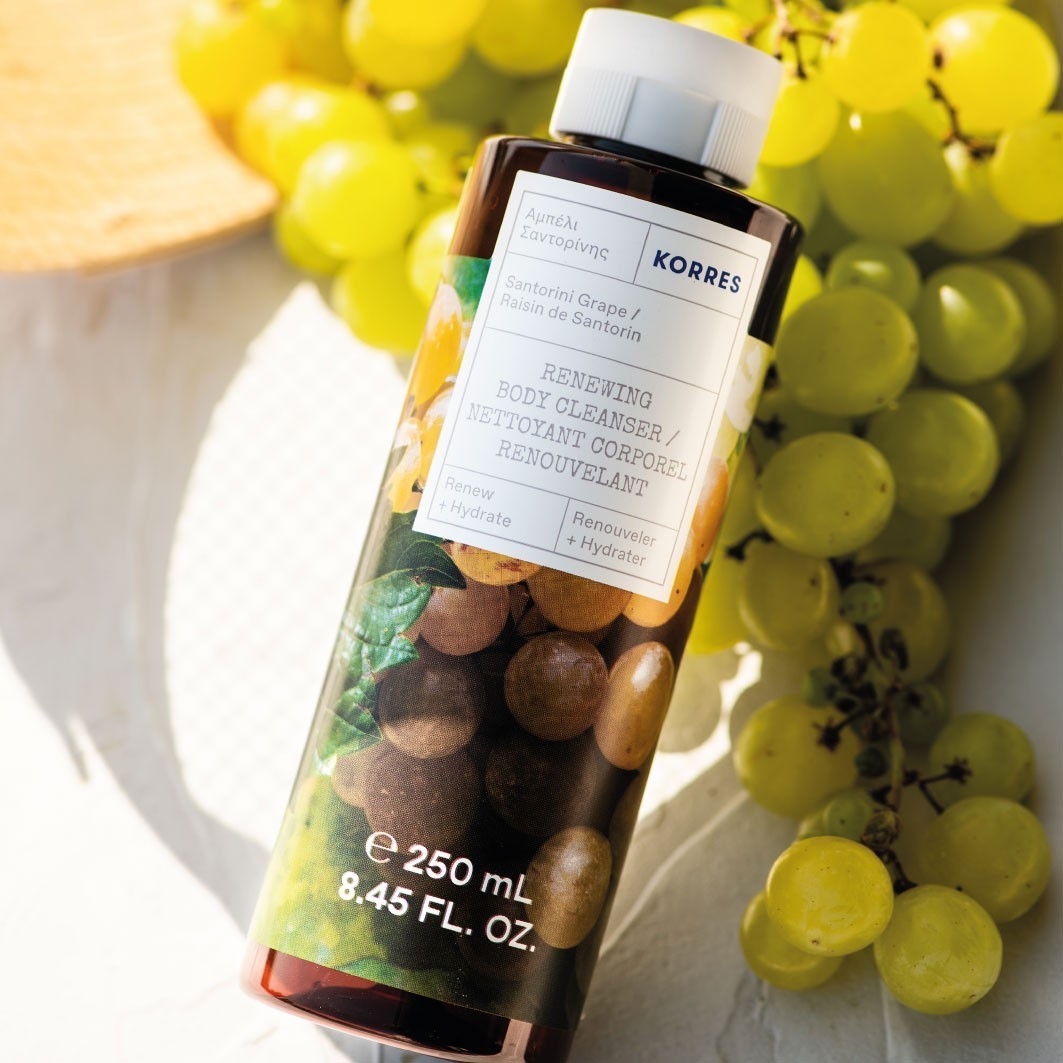 KORRES Santorini grozdni gel za telo, obnovitveni čistilni gel - 250 ml