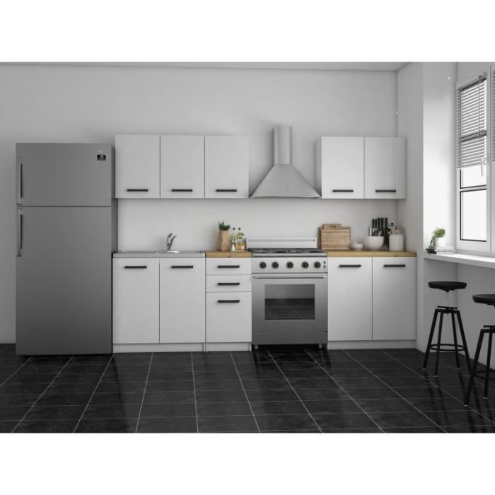 JASPER - Cocina modular y lineal completa de 200 cm de largo, 6 piezas - Encimera INCLUIDA - Muebles de cocina