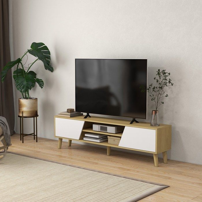 HOMCOM - Soporte para TV - Tablero de partículas - 150x30x42cm - Madera natural
