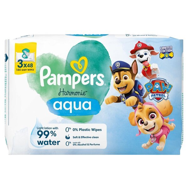 Pampers Harmonie Aqua Paw Patrol vlažne maramice za bebe<br>3 x 48 komada