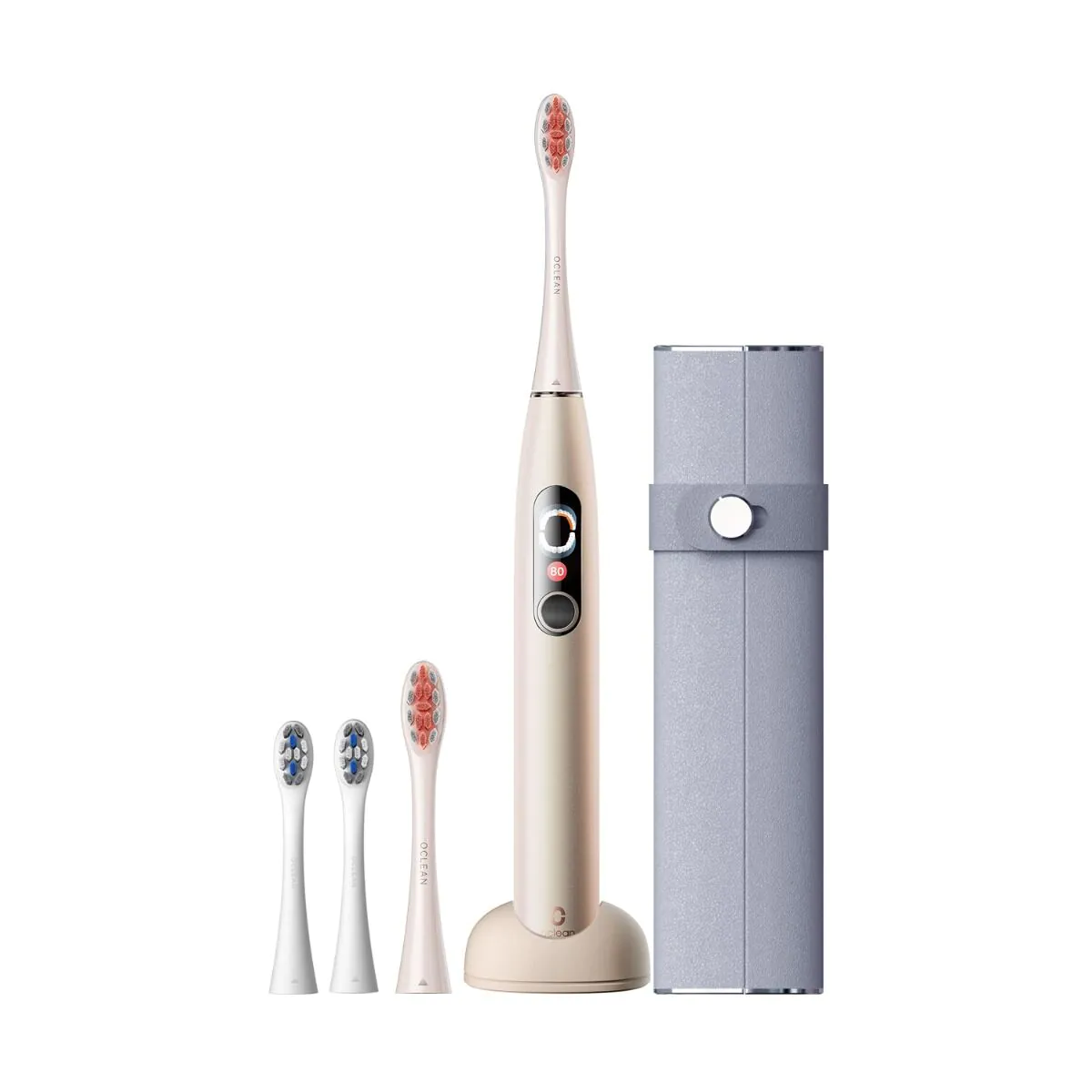 Oclean Zestaw X Pro Digital Złoty, 4 Końcówki + Etui