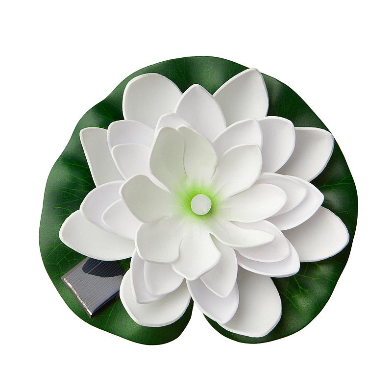Casa Fiore di loto galleggiante 17 cm cella solare bianca