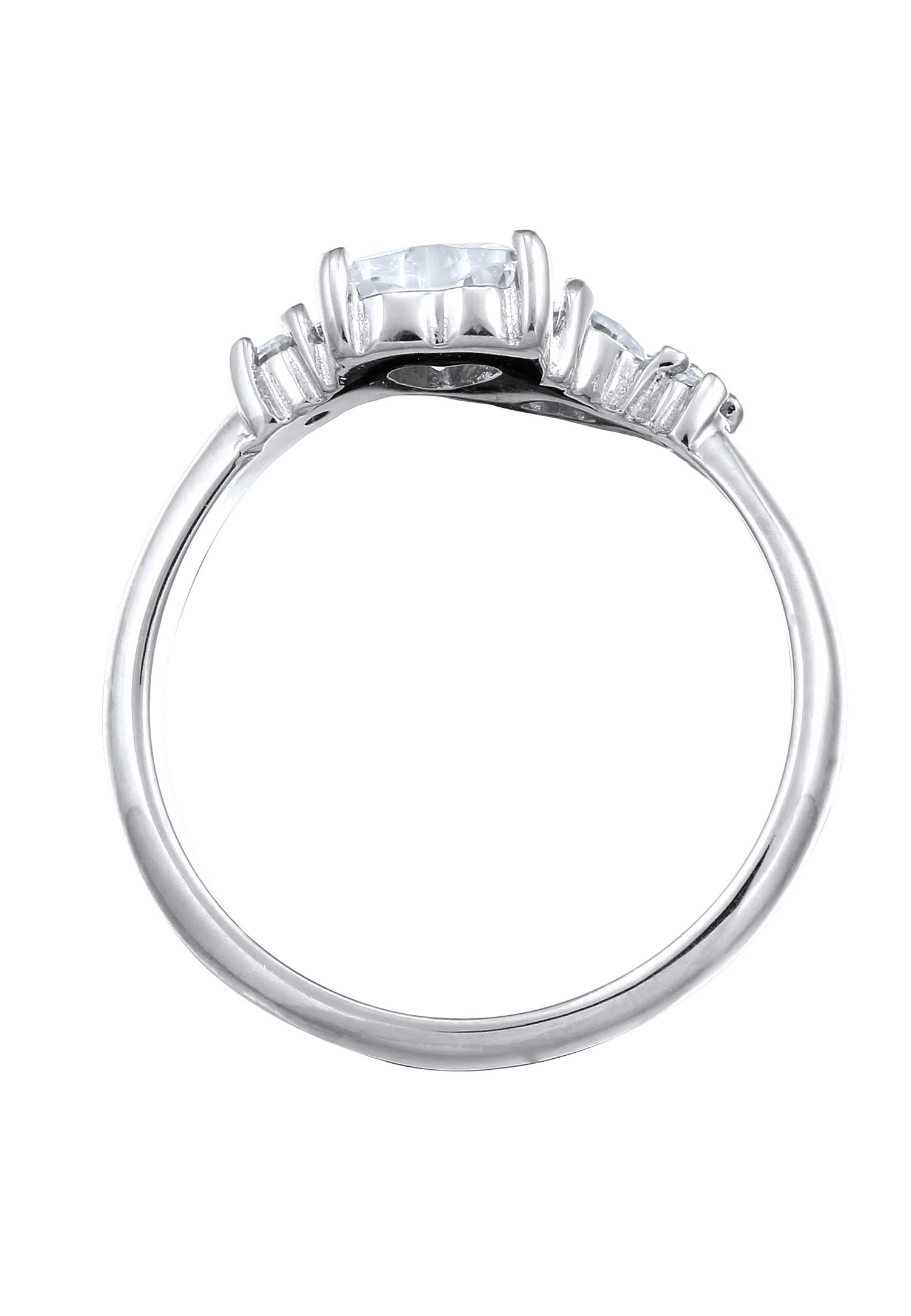 Elli Elli Bague avec Pierres Femmes Coeur Zirconia Blanc Argent Sterling 925 St Valentin