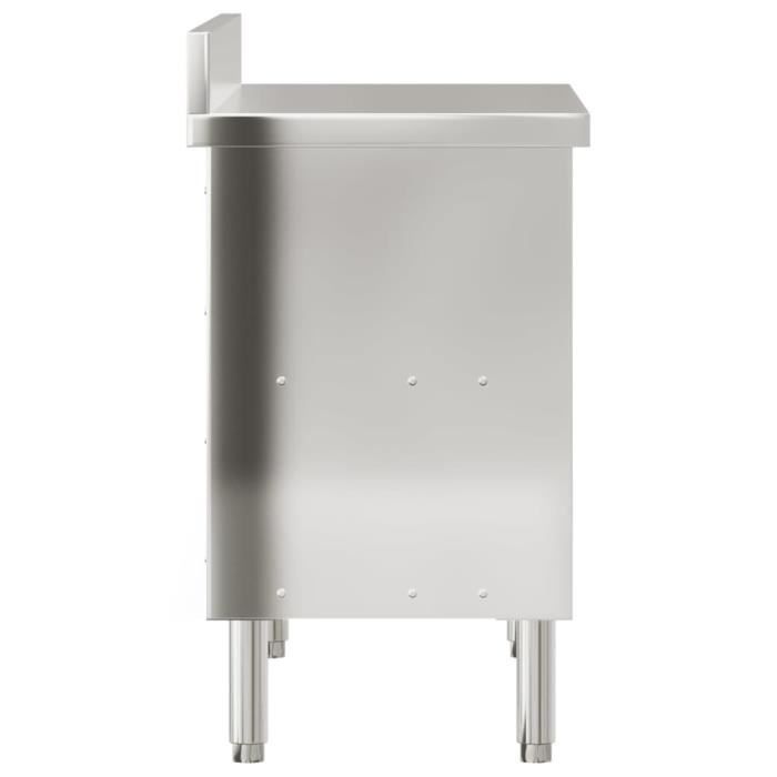 Mesa de trabajo de cocina - KEENSO - A376441 - Acero inoxidable - 110 x 50 x 90 cm - 2 puertas correderas