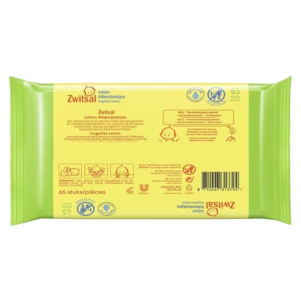 Zwitsal losjona bērnu salvetes<br>24 x 65 gabali