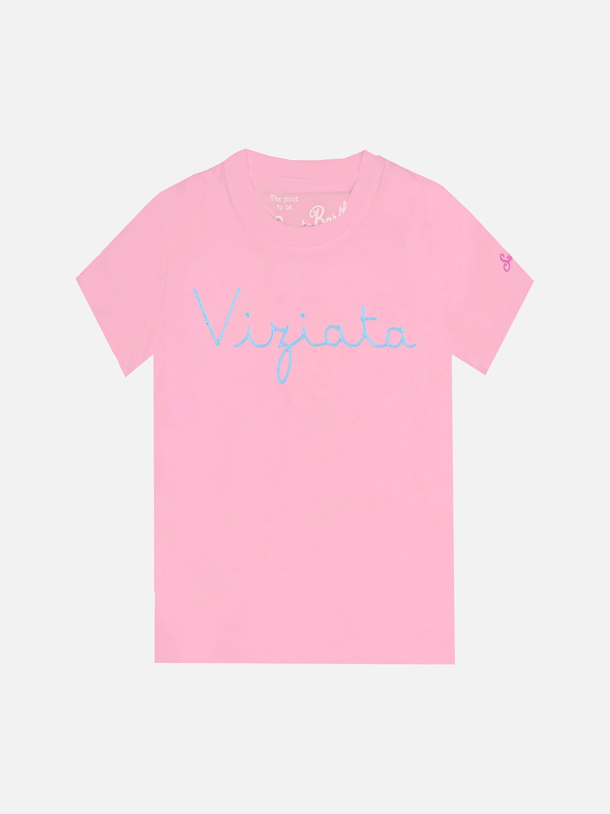 Rosa baby-t-shirt med broderad text