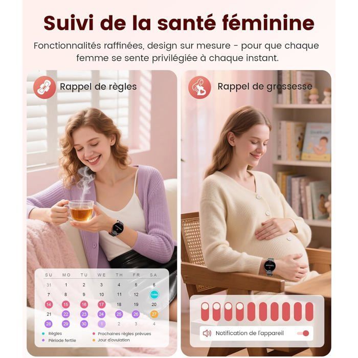 Smartwatch feminino com chamadas Bluetooth, tela AMOLED de 1,43