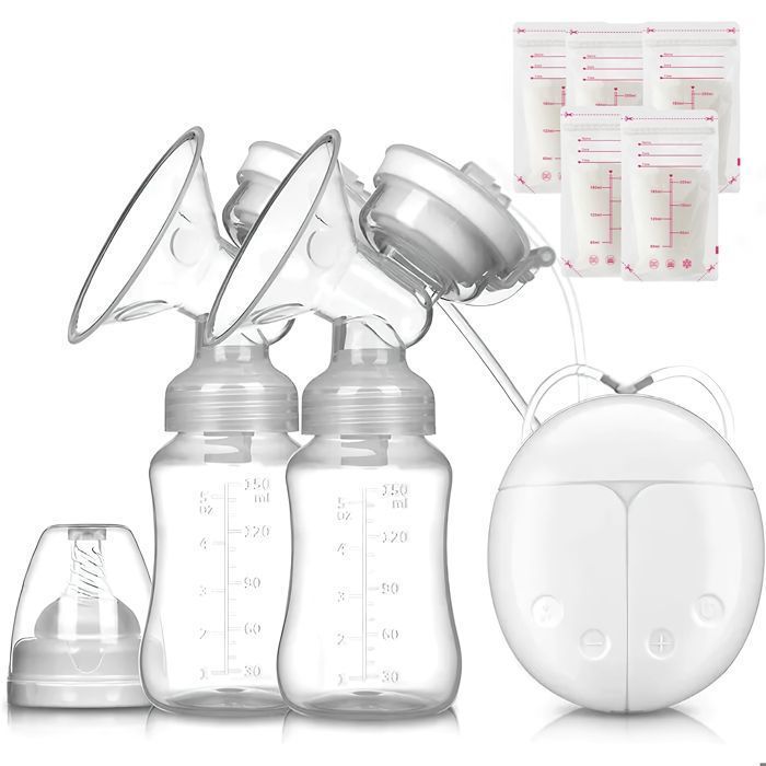 Bomba tira-leite portátil, bomba tira-leite elétrica de dupla sucção, livre de BPA, 2 modos e 9 níveis de velocidade, recarregável via USB.