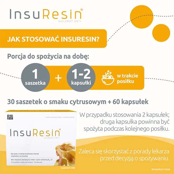 Insuresin, Preparat pomagający utrzymać właściwy poziom glukozy we krwi, Zestaw 30 Saszetek + 60 Kapsułek