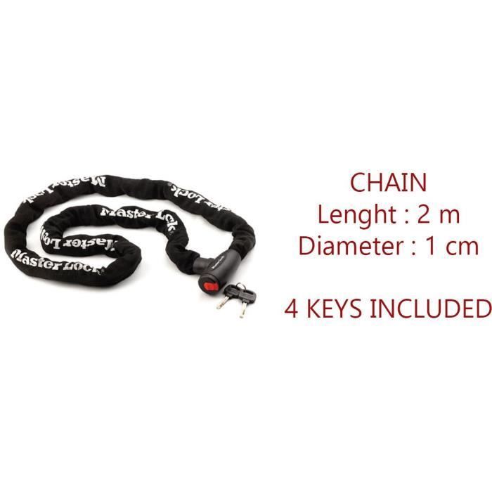Corrente antifurto MASTER LOCK para motocicletas - corrente de 2 m - Ideal para motocicletas e scooters
