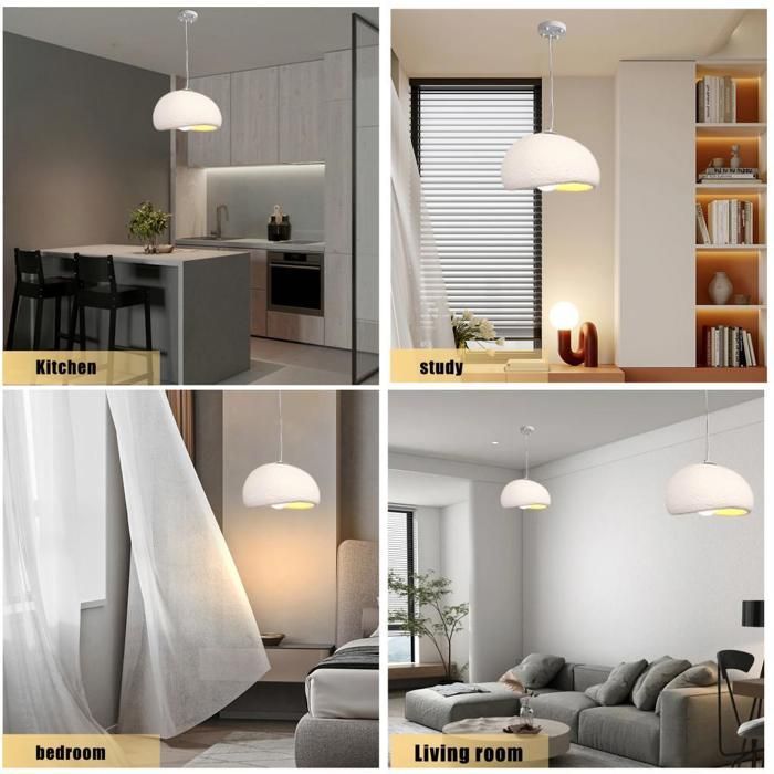 WOTTES Suspension Luminaire Moderne Créatif Jaune, Lustre Design Métal Vintage E27 Lampe 1pcs Ø30cm pour Cuisine Salle à Manger