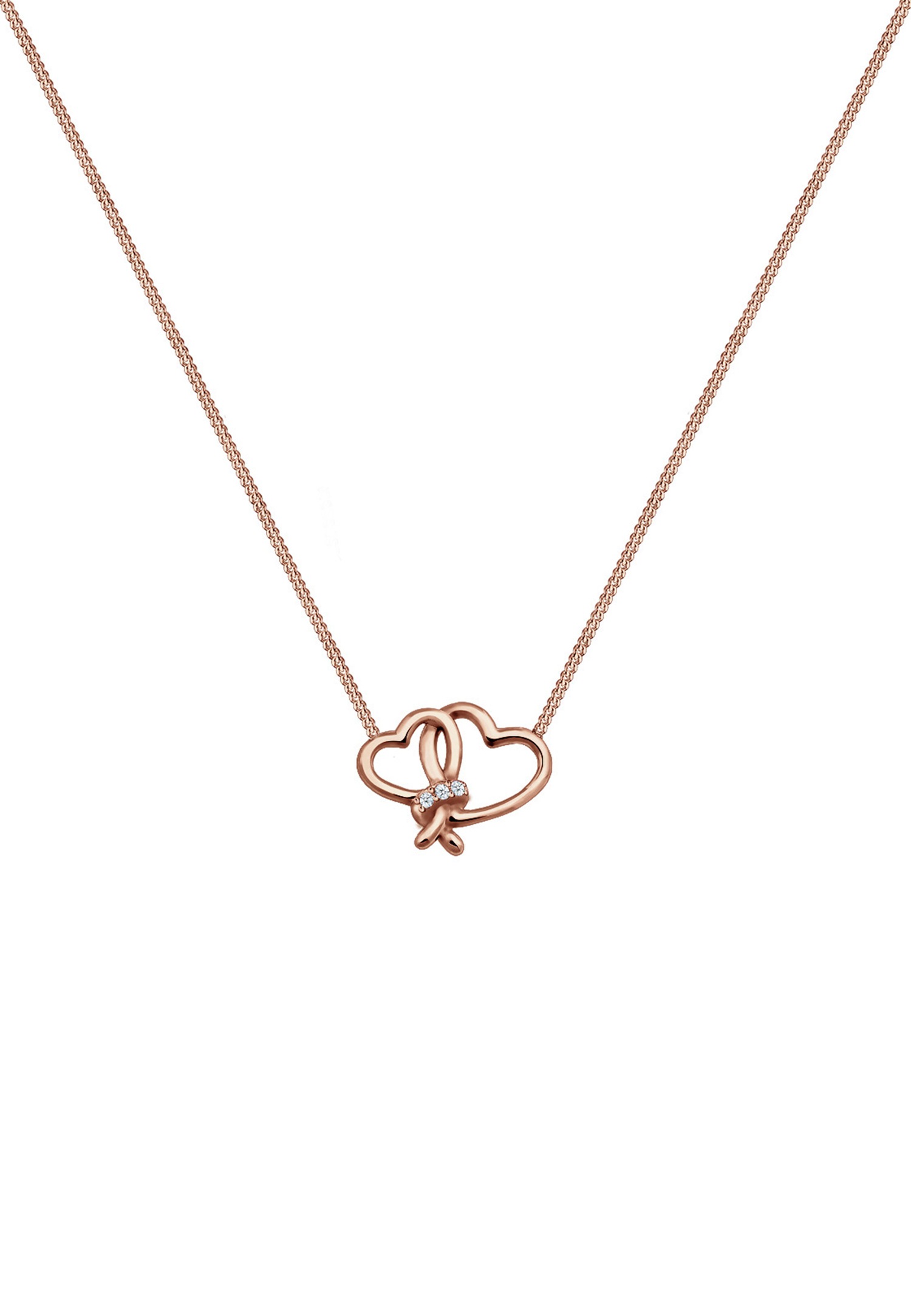 Elli DIAMONDS Femme Coeur Connecté Amour de Diamant (0.045 ct.) - (925/1000) Argent