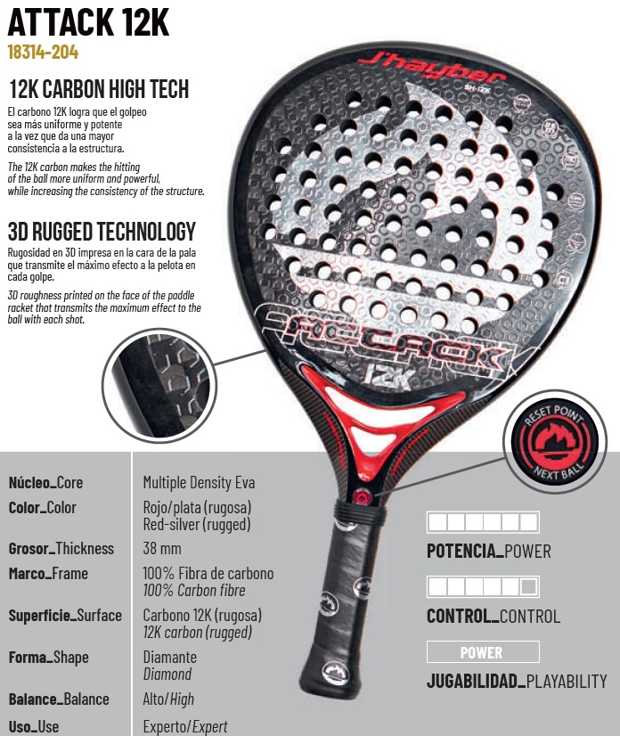 Pala De Pádel J'Hayber Dominator 12k