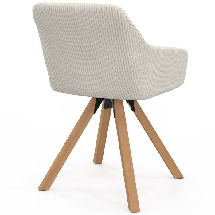 IDMARKET Set of 2 JANY swivel dining chairs, beige corduroy dining chairs