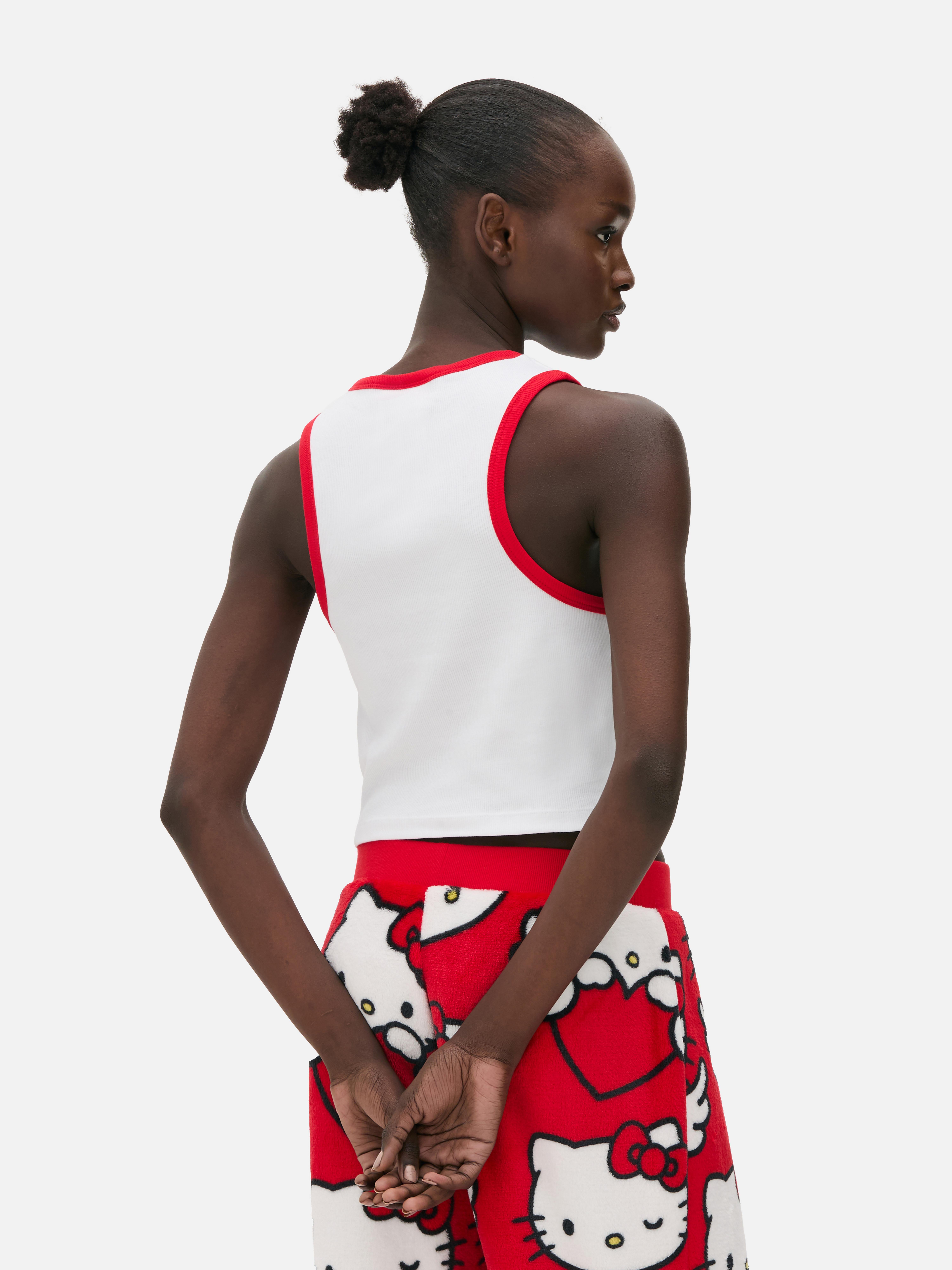 Top de pijama cu nervuri Hello Kitty Poartă-ți inima pe piept cu acest top de pijama Hello Kitty