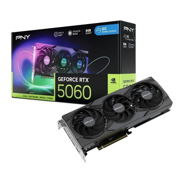 PNY - Graphics Card - GEFORCE RTX™ 5060 - 8GB - ARGB - Overclocked - Triple Fan - DLSS 4