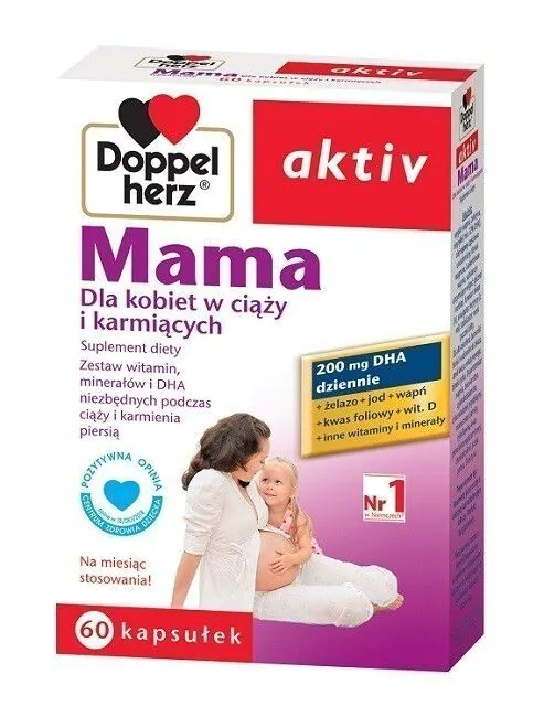 Doppelherz Aktiv Mama, Suplement diety dla kobiet w ciąży i karmiących piersią, Kapsułki