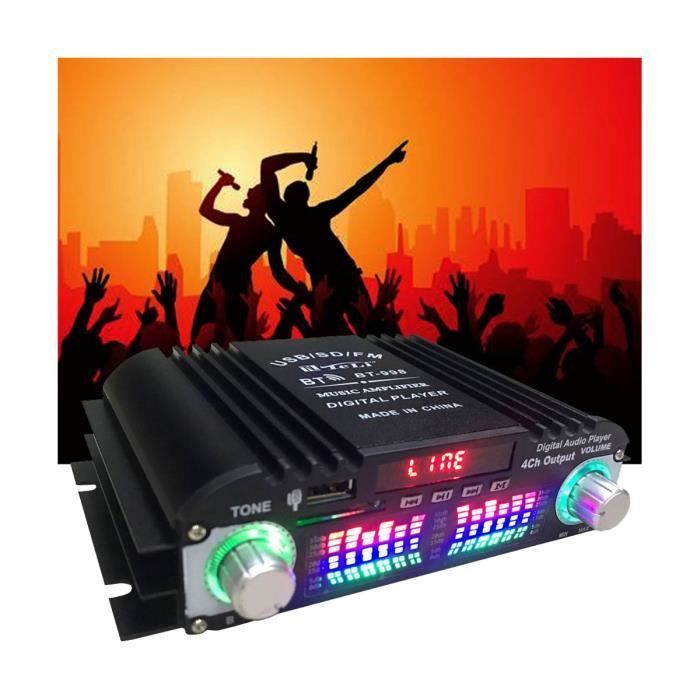 Amplificador de audio Bluetooth 5.0, amplificador de sonido digital HiFi de 4 canales para sistemas de audio domésticos y de automóviles.
