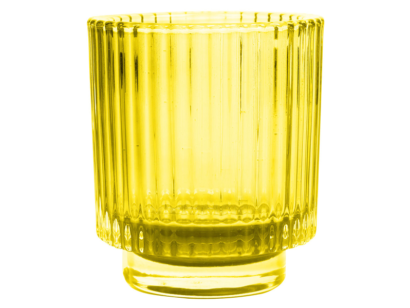 Świecznik szklany t-light Plisa 10 cm żółty