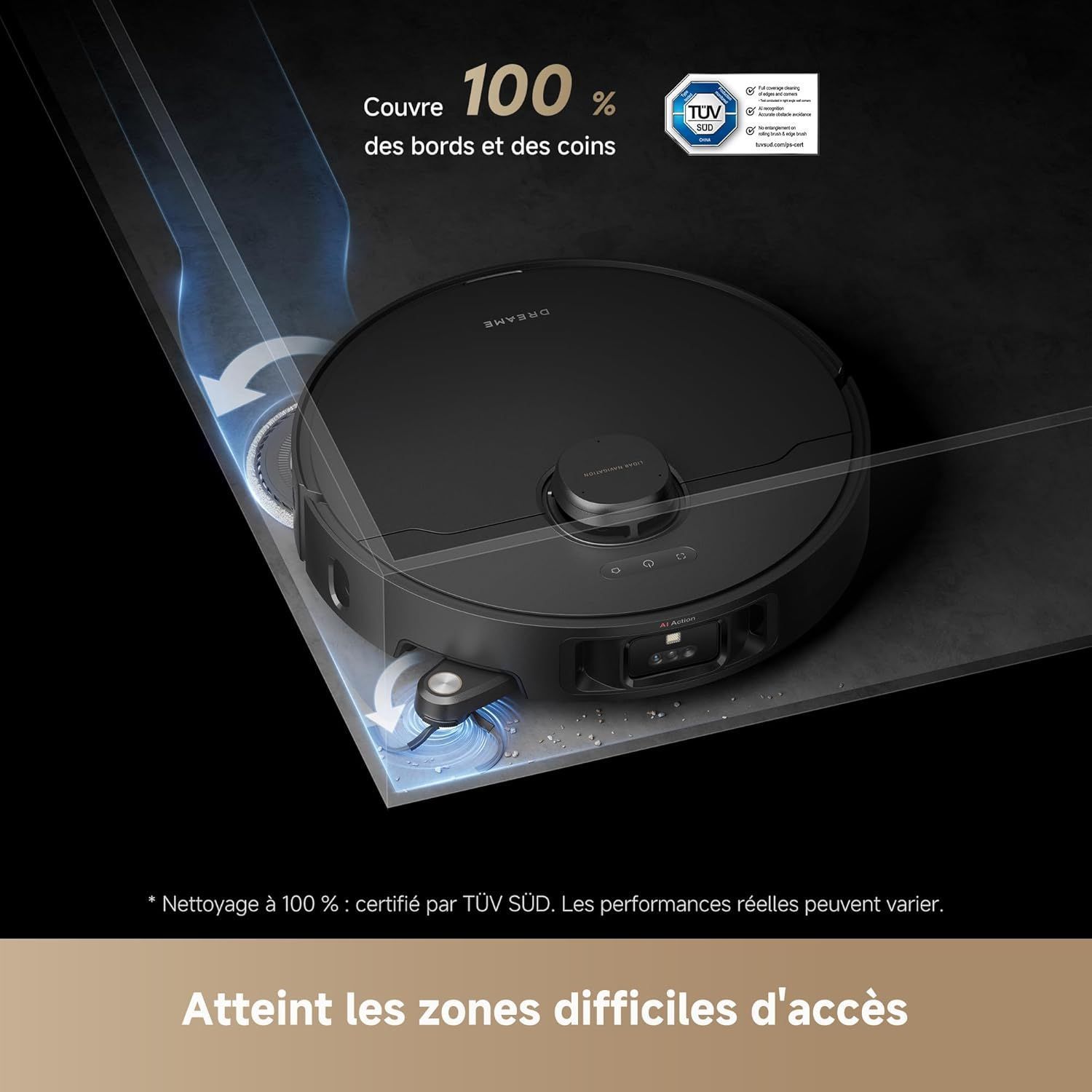 DREAME L40s Pro Ultra Robot Aspirateur - 19 000 Pa - Brosse Double HyperStream - Nettoyage à la serpillière à l'eau chaude à 75°C