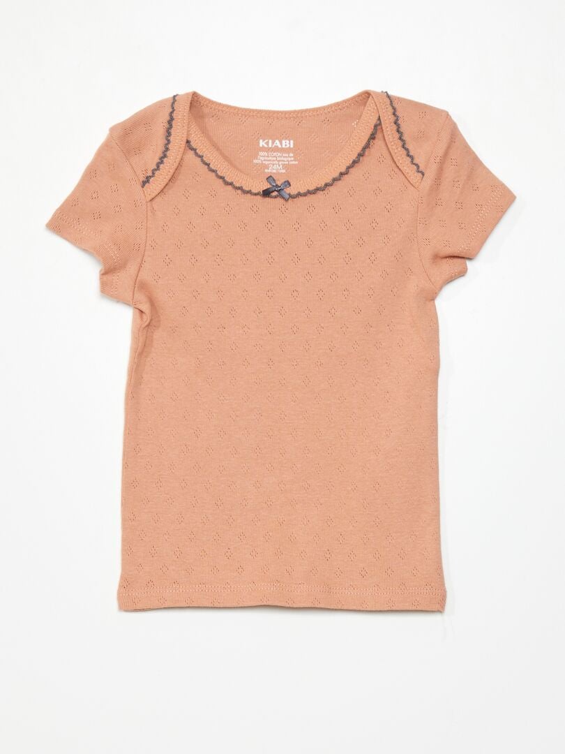 Conjunto de 2 camisetas de punto calado - BLANCO