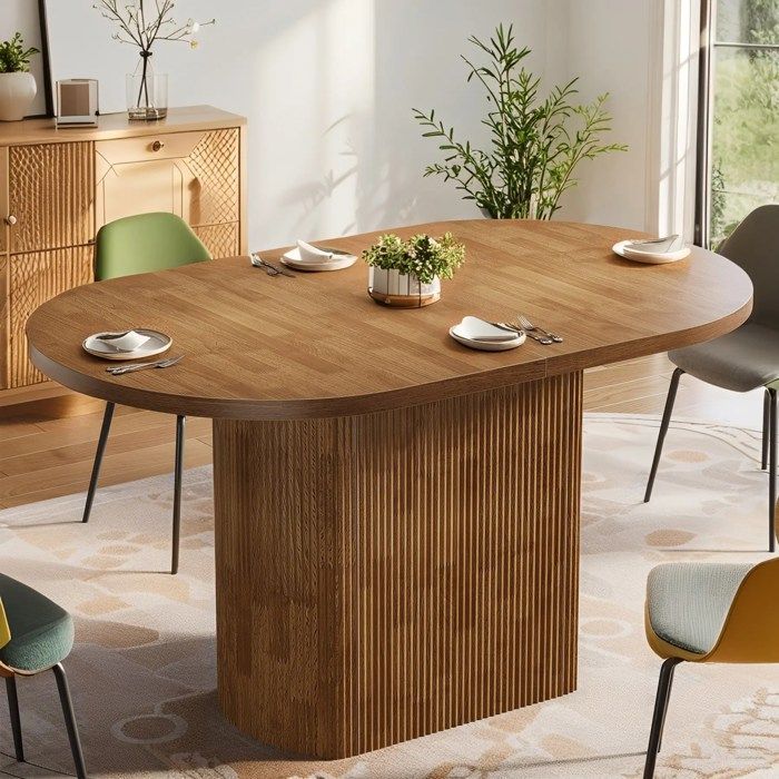 Table à Manger Ovale  - 120 x 70x 75 cm - Table de Cuisine en bois - pour 4 Personnes pour Salle à Manger, Cuisine, Salon, Brun