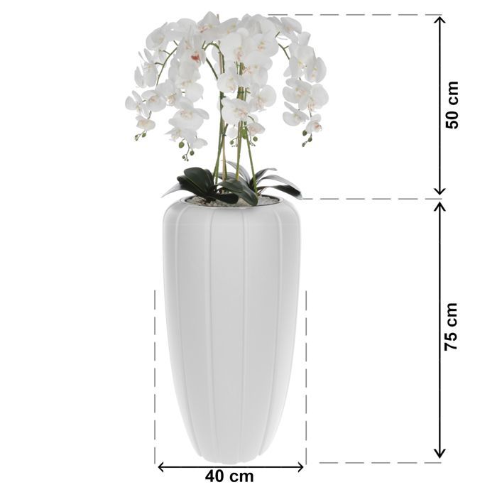 Künstliche Pflanze – KANNE – Orchidee – H 125 cm – Weißer Topf – Innendekoration