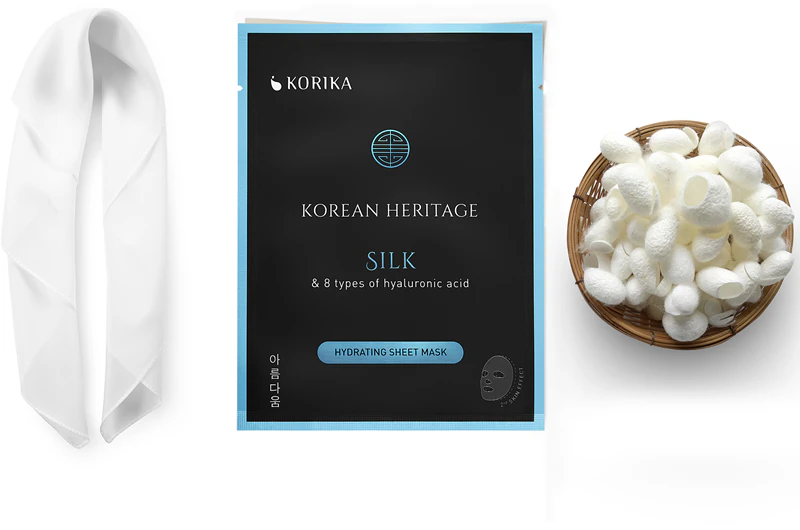 KORIKA Korean Heritage Silk e 8 tipos de máscara hidratante de ácido hialurônico