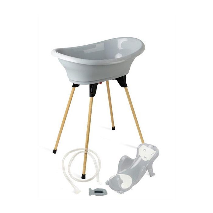 Kit de baño THERMOBABY VASCO 5 en 1, color gris encantador - Fabricado en Francia